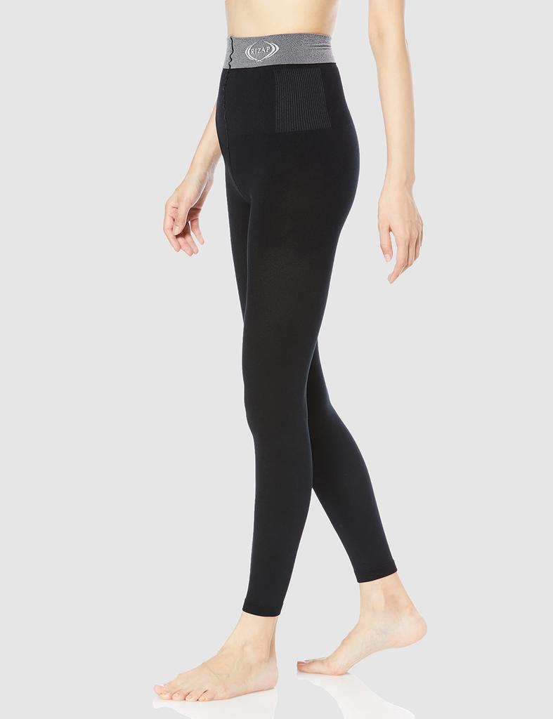 Gunze RIZAP Compression Sizes Leggings, Calorie-Burning Leggings, High-Waisted, Warm, 10-Length, Boxed, Women's, Black, M-L