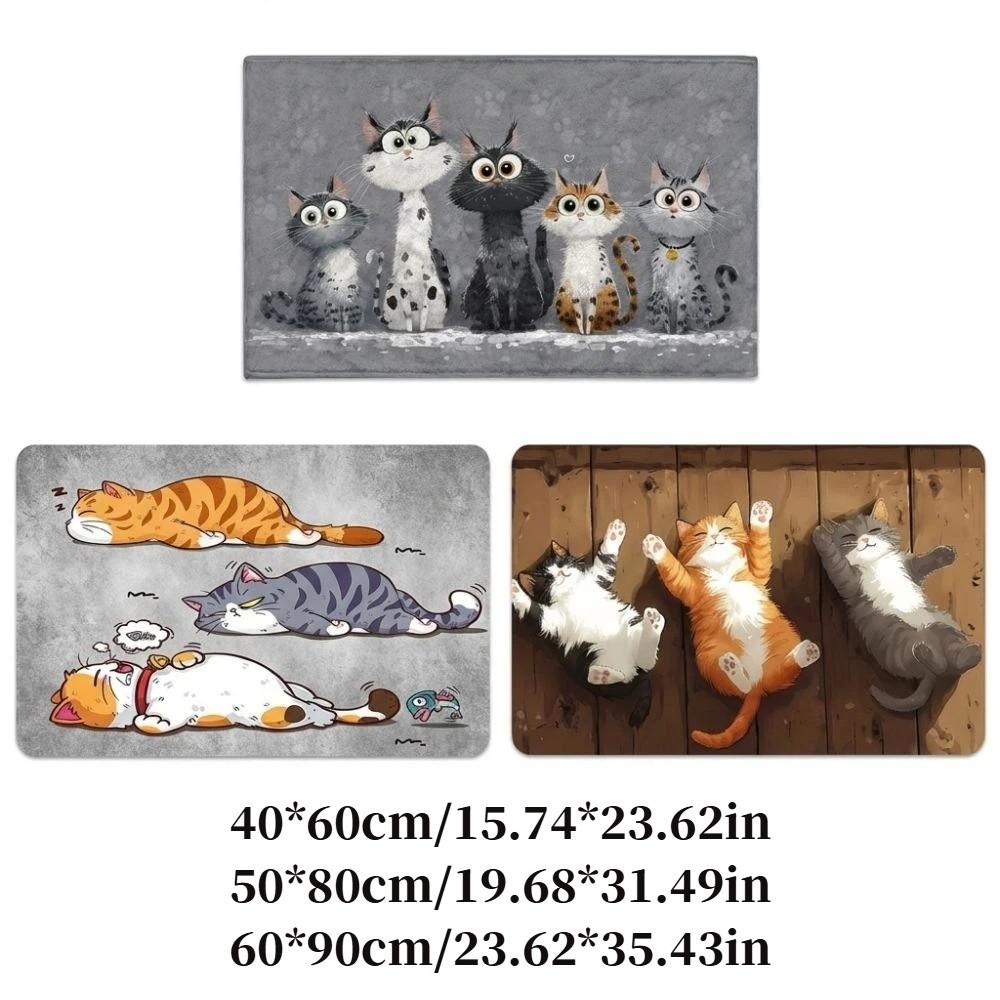 Cute Cat Pattern Doormat Water-absorbing Abrasion-resistant Bathroom Carpet Non-slip Durable Bedroom Door Rug Home Decor