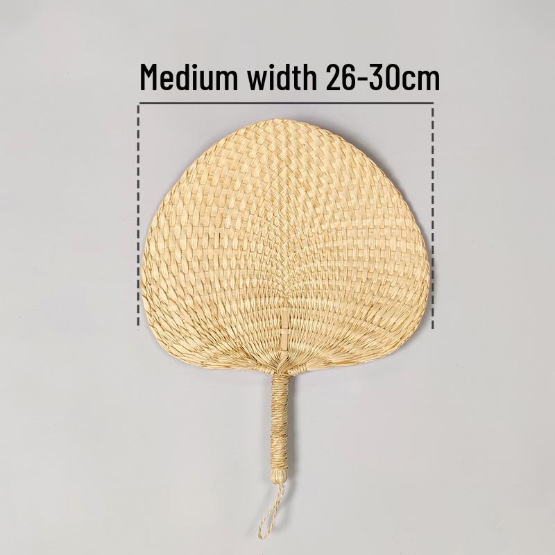Liangshun Handmade Large Cattail Palm Leaf Fan with Curved Handle
