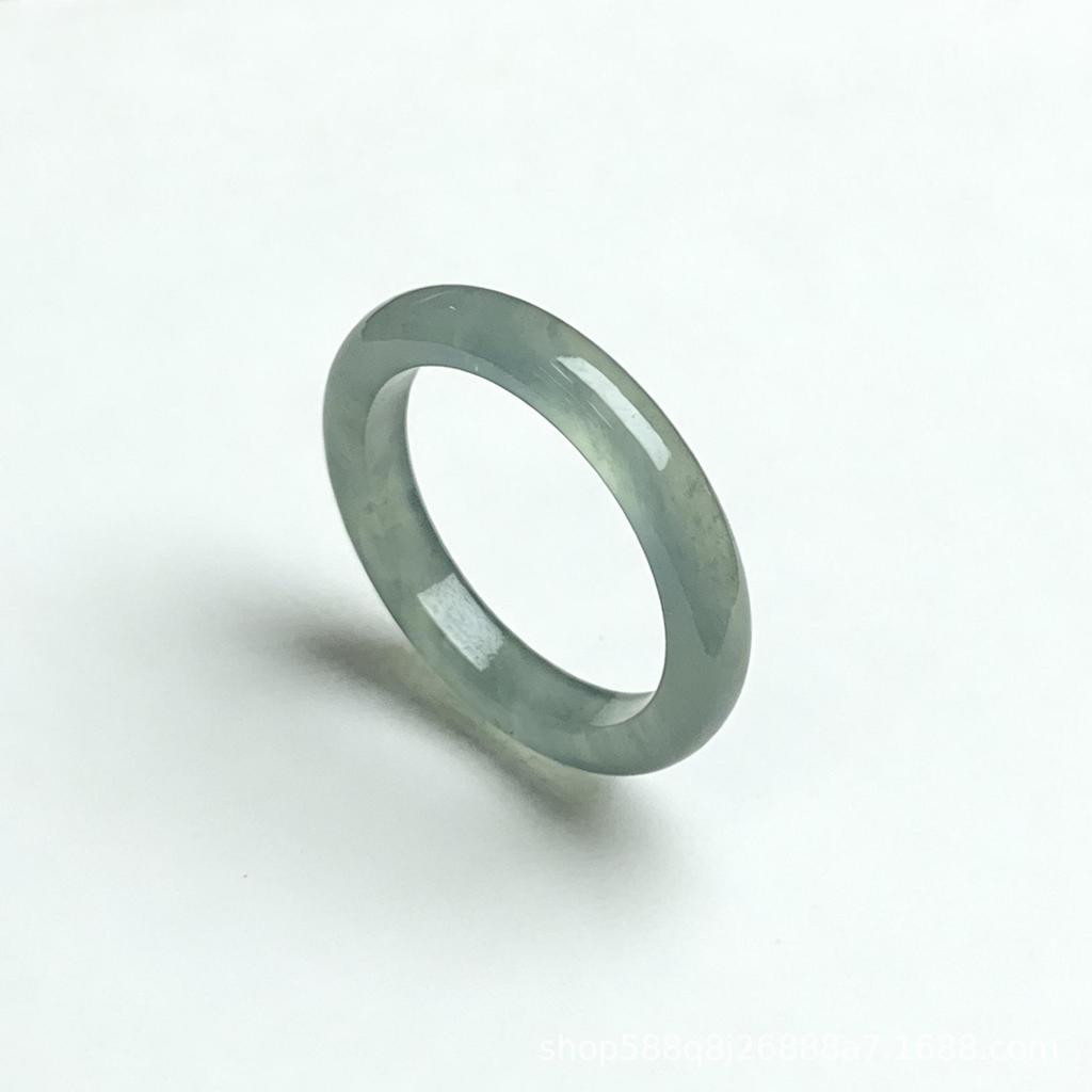 Natural A-Grade Burmese Blue Water Jade Ring with Scattered Flowers Design