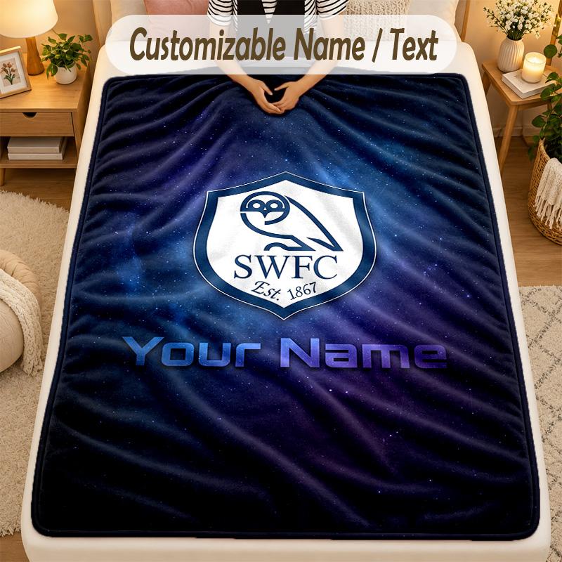Flannel BlanketSheffield Wednesday FC Custom Name Text Personalized Soft Warm Throw Blanket Home Decor Gift