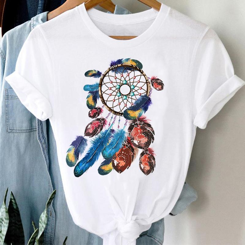 Akwarela Dream Web Lovely Style Trend Women Print Tee T Top Summer Fashion Tshirt z krótkim rękawem odzież damska Casual Graphic T-shirt