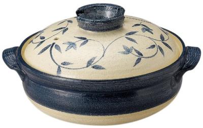 Pentola in terracotta Banko Ware 9 Per Persone Gosu Arabesco Blu 13686 (Pentola profonda) No. 4-5