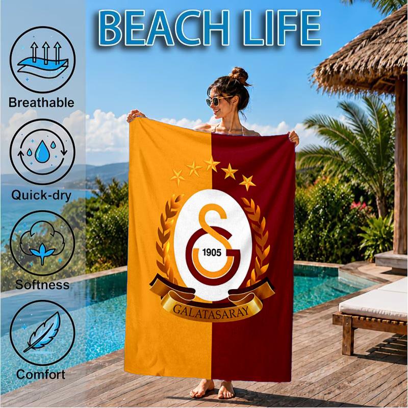 Galatasaray Football Club Emblem Beach Towel, Quick-drying, Easy to Care for, Suitable for Both Fitness and Beach Vacations,Sports Essential