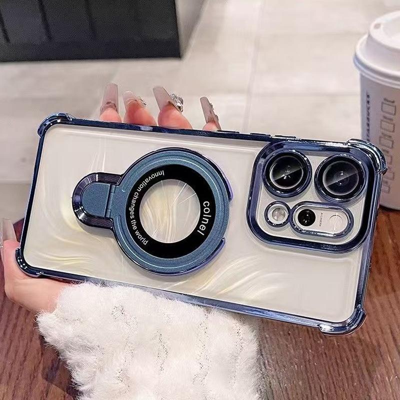 

Для OPPO Reno 14 13 12 11 Reno14 Reno13 F Pro 13F 14F 12F Чехол Магнитный держатель Гальваническое покрытие Подушка безопасности Мягкий Прозрачный Ударопрочный Чехол Oppo Reno14 F 5G синий