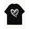 Schwarzes Oversized T-Shirt mit Leoparden-Herz-Print für Freizeitkleidung