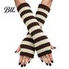 Outdoor Sports Warmers Striped Knitted Arm for Women, Fingerless Sleeves, Soft Comfortable Sleeves Typing Thermal Wrist Autumn Winter, Fashion