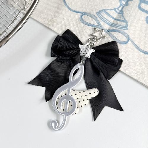 Kawaii Cartoon Music Note Bow Ribbon Ita Bag Pendant Delicate Ins Handmade Key Holder for Schoolgirl Keychain Charm for Bag