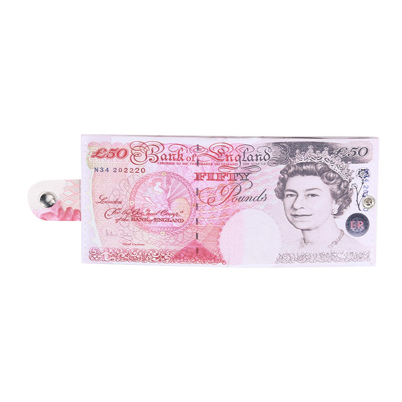 Chic Money Clips Men Women Currency Notes Pattern Pound Dollar Euro Purse Wallets Unisex Fashion Wallet Snap Cash Holder