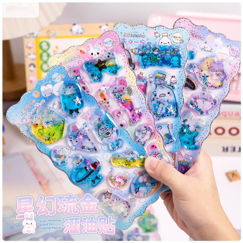 S Kawaii Cartoon Colorful Rocking Water Injection 3D Stickers Cute Diy Mobile Graffiti Decoration Stickers Holiday Gift