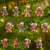 12/24Pcs 2D Flat Wooden Gingerbread Man Ornaments Cute Christmas Gingerbread Hanging Pendants Xmas Tree Indoor Home Decorations