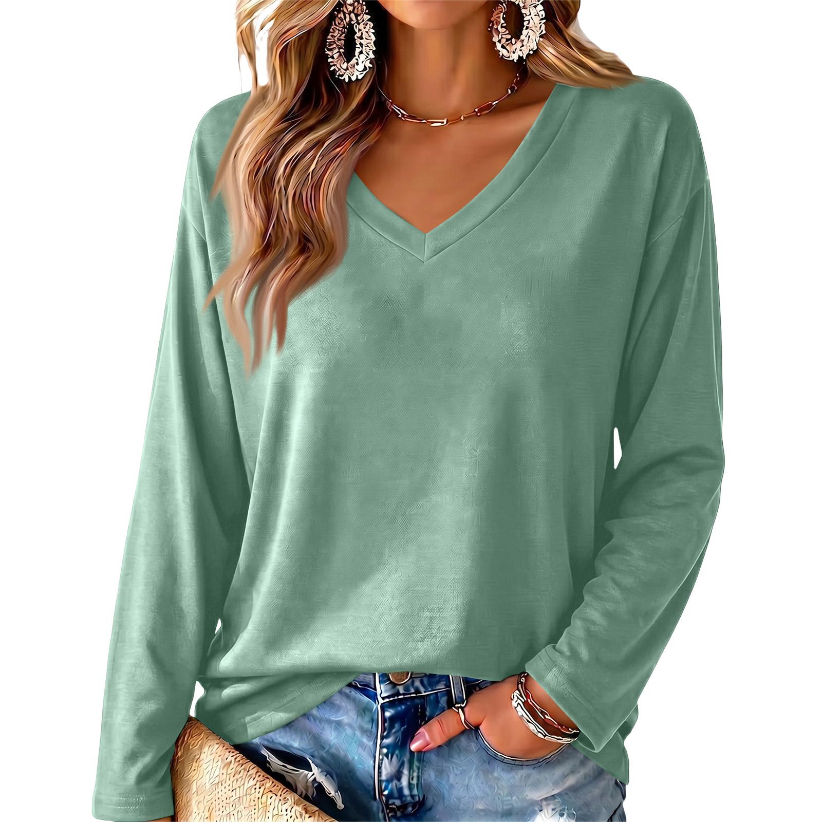 Women s V-Neck Printed Lightweight Top for Spring and Summer L