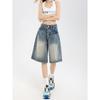 Women Casual Shorts Baggy Streetwear Knee Length Denim Short Pants Summer Fashion Daily Wide Leg Short Jeans