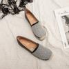 Fashion Espadrilles crystal rivets slip on loafers women hemp knitted cover toe shallow moccasins sewing gold/silver straw flats shoes