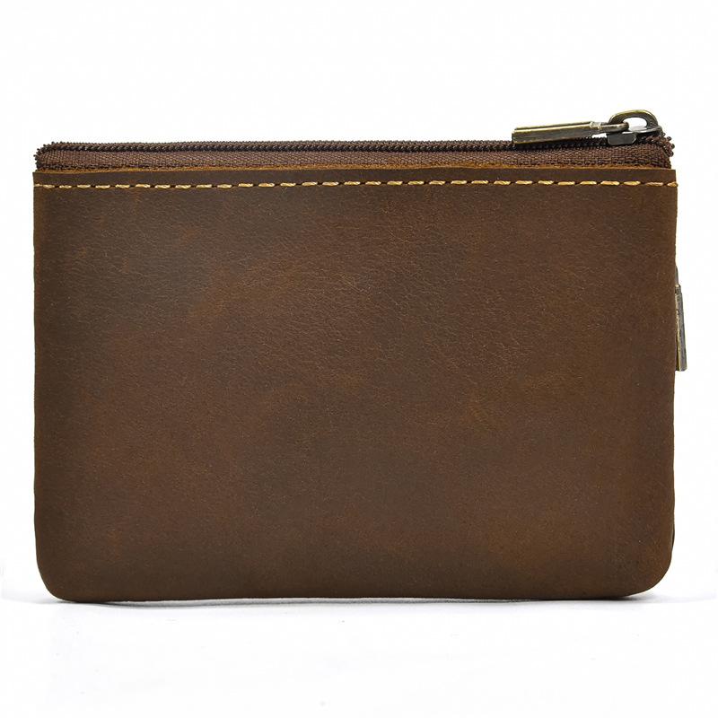 Leather Change Bag Retro Leather Casual Small Money Bag Cowhide Zipper Change Bag Handmade Coin Bag