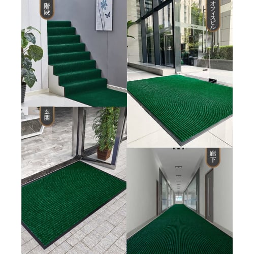 Bcrio Large Entrance Mat, Outdoor/Indoor, Non-Slip, Absorbent, Mud-Resistant, for Commercial and Home Use, Office/Store (Green, 60x90cm)