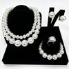 Elegant Retro Pearl Jewelry Set: Necklace, Bracelet, Ring, and Stud Earrings for Women