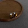 Retro Melaard Tiger's Eye Handmade French Light Luxury Stud Earrings for Women