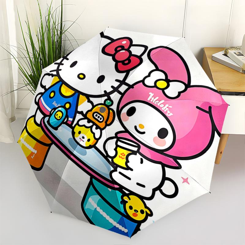 1pc Hello Kitty & My Melody Automatic Opening/Closing Umbrella with Foldable Design, 8-Rib Iron Frame Outdoor Umbrella - Perfect Gift for Fans, Travel