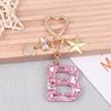 Cute  Bling Keychain A To Z Initial Letter Love Heart Star Pink For Women Girls Bag Cup Pendant Key Chain Accessories
