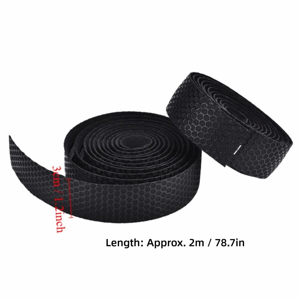 1 Pair PU+EVA Bike Handlebar Tapes Anti Skid Honeycomb Handlebar Grip Tapes with Bar End Plugs Shock Absorption Bicycle Bar Tape