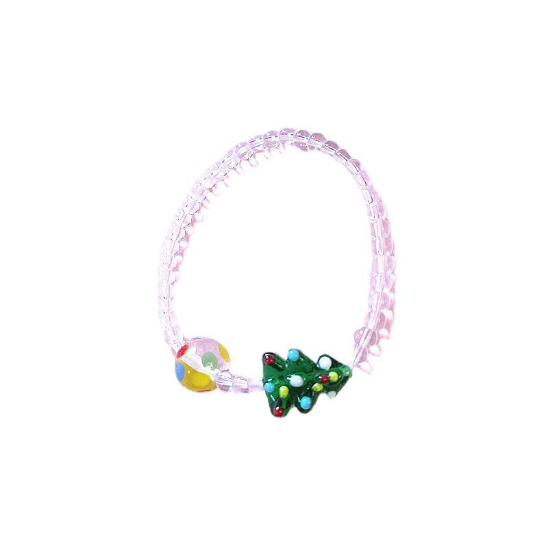 Hand-Painted Christmas Tree Beaded Bracelet - Personalized Gift for Best Friends