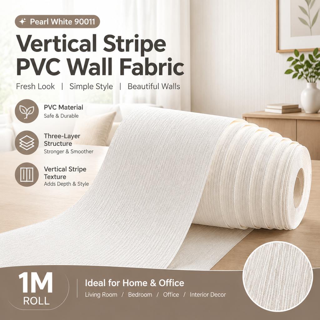 New Chinese Style Vertical Stripe Wall Fabric, PVC Material, Premium Grade