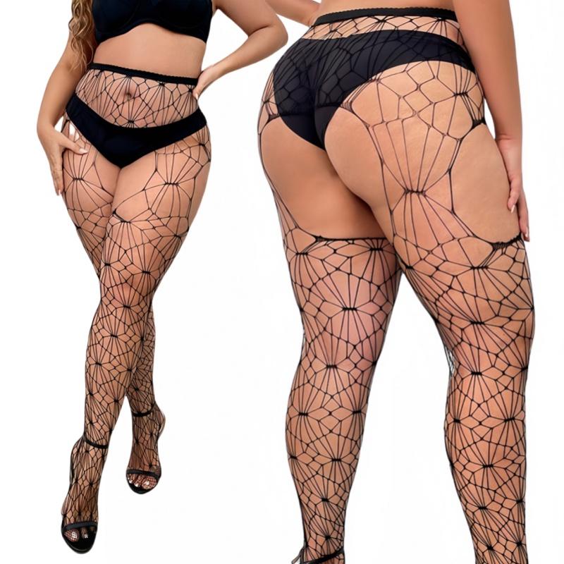 Women Plus Size Fishnet Thigh High Stockings Tights Suspender Garter Belt Lingerie Pantyhose 5XXXL