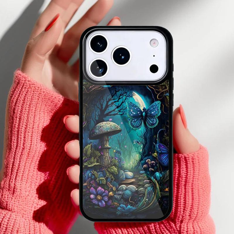 

Beautiful Mushroom And Butterfly Phone Case for iPhone 17 16 15 14 13 Pro Max Back Cover for 12 11 Pro Coque iPhone 11 Pro