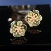 Women's Light Luxury Design Elegant Drip Oil Camellia Earrings Fashionable And Versatile Niche Design Flower Earrings