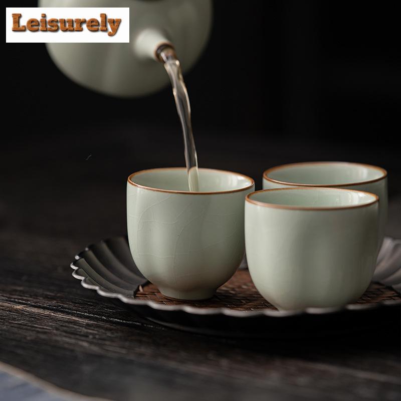 Filiżanka do herbaty z porcelany Azure Ru Kiln, otwarta, pojedyncza, ceramiczna, degustacyjna, miska do herbaty, zestaw do herbaty Chazhan Kung Fu