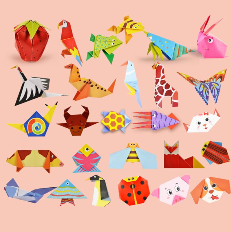 STOBOK Origami 2 Colorful Handmade Origami Inch for Animals and DIY Craft Supplies Paper, Sets, Paper, 5.51 Square, Lifestyle, Kids'