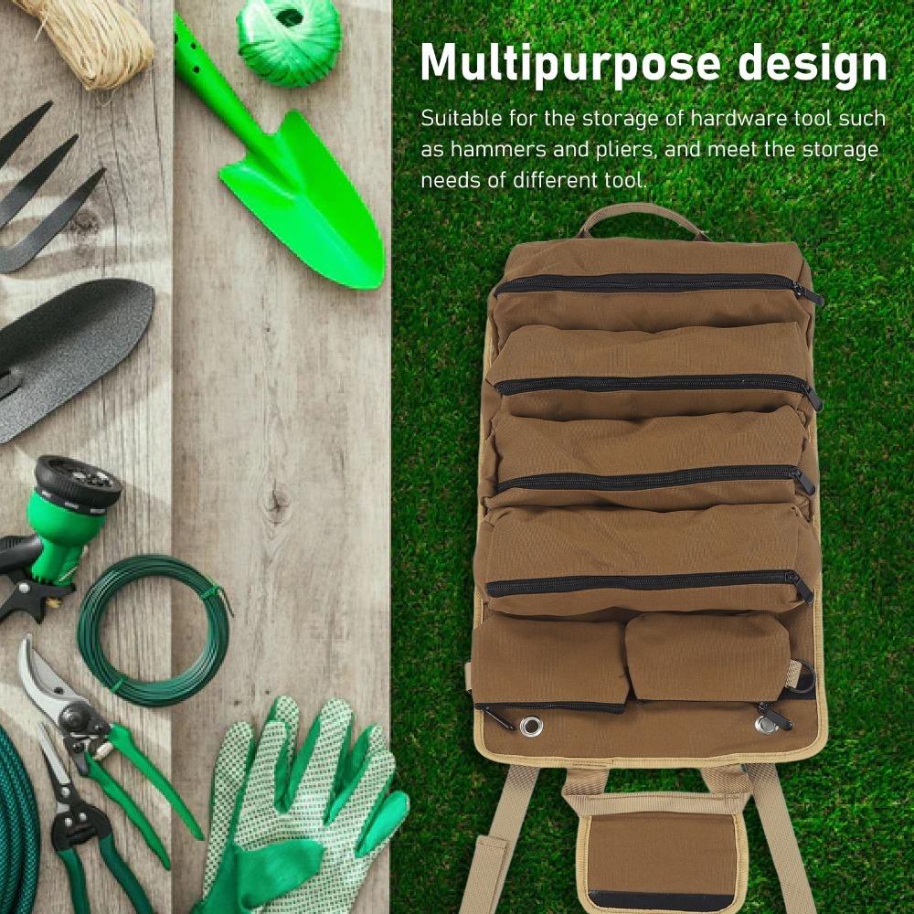 

Professional Tool Roll Organizer Separate Pockets Multipurpose Tool Bag Roll Up Tool Bag Gardening хакі