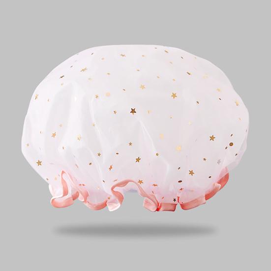 Bath Hat Star Pattern Double Layer PVC Kids Shower Shampoo Cap for Bathroom