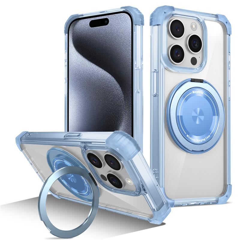 Transparent Magnetic Ring for Magsafe Wireless Charge Cases for IPhone 17 Air 16 Plus 15 14 13 12 11 Pro Max Shockproof Cover