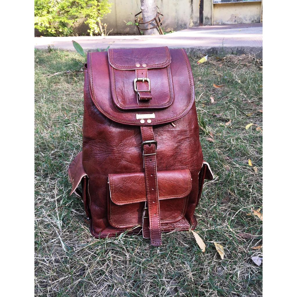 El yapımı Deri Sırt Çantası Dizüstü Sırt Çantası Erkek Kadın Vintage Kahverengi Seyahat Çantası