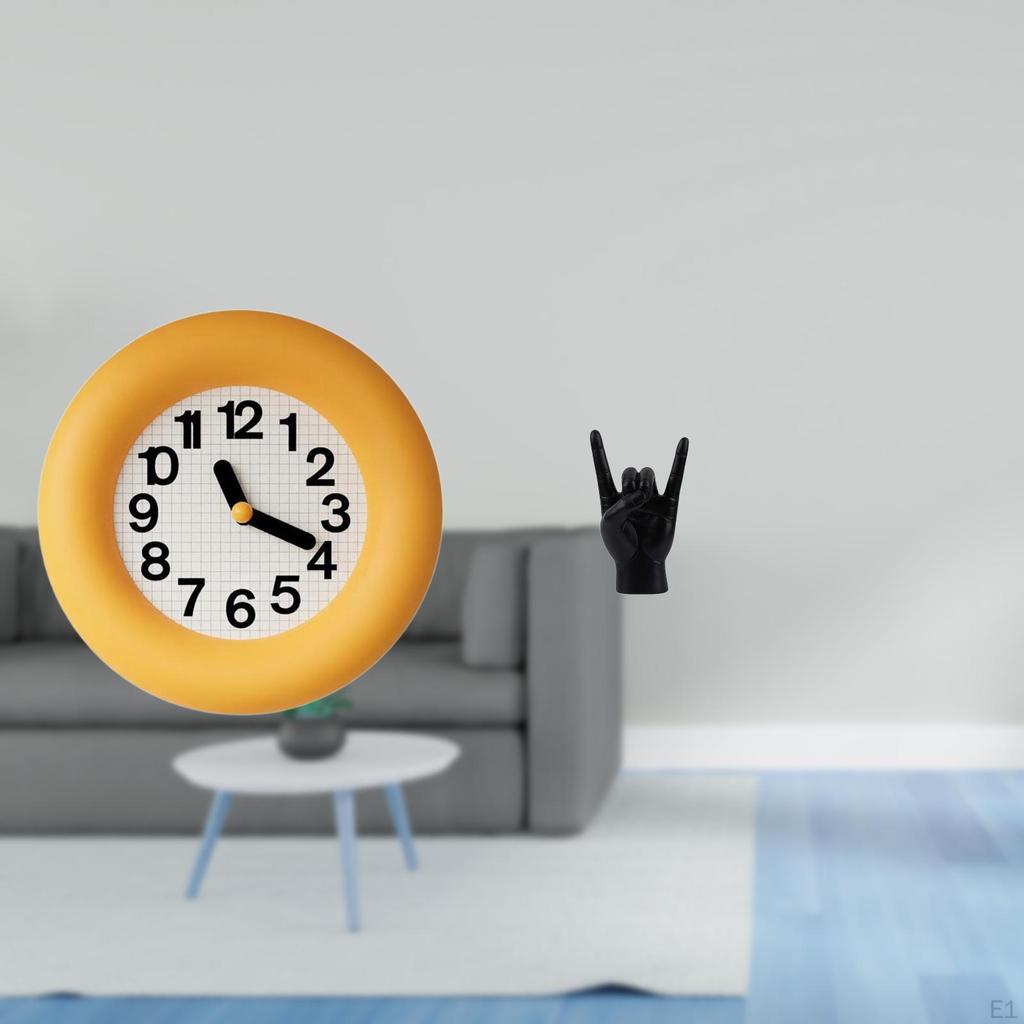 Silent Contemporary Wood Clock Sculpture for Kitchen Dining Room Bedroom Creative Hand Gesture