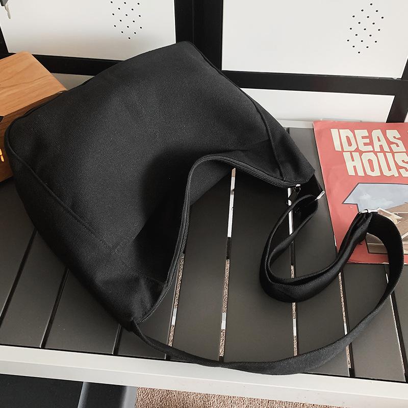 Canvas Bag Solid Color One Shoulder Crossbody Bag