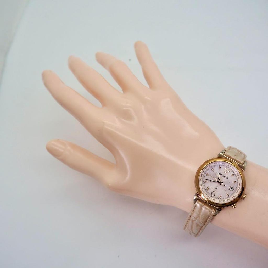 [USED] 259 SEIKO Lucia Watch, Radio-controlled Solar Watch, Pink Gold, Women's, Lk