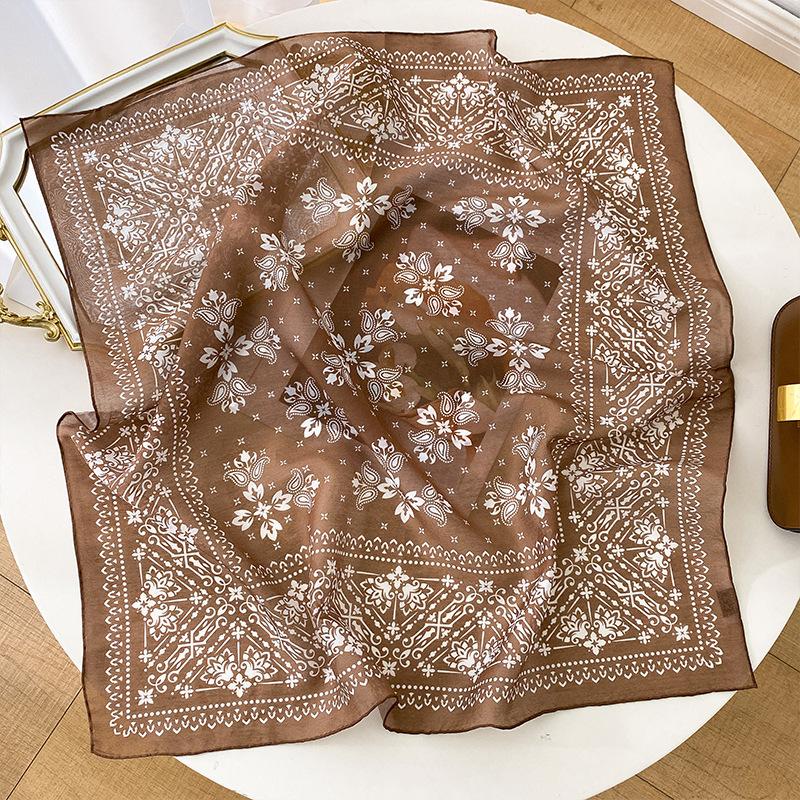 Silk cotton blended silk scarf women s spring and autumn thin silk pure cotton square scarf soft skin-friendly breathable versatile square scarf scarf 67cm