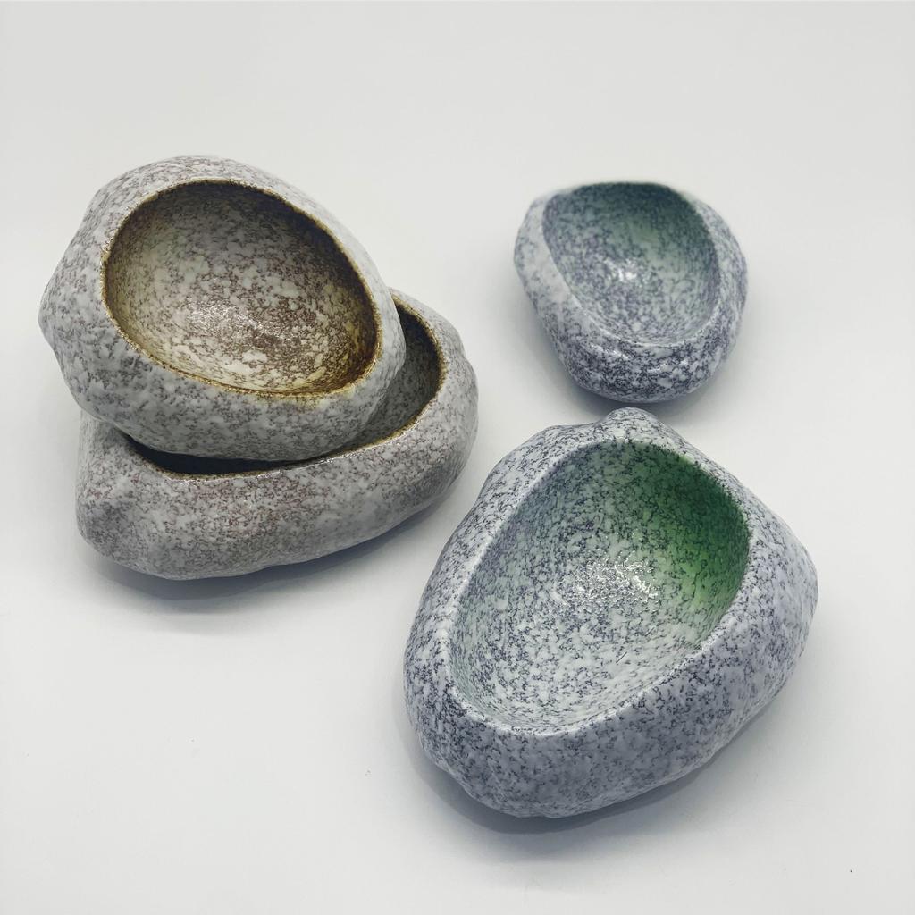 Japanese Stone Bowl for Sashimi & Appetizer, Creative Ceramic Dish for Sushi Platter, Restaurant Tableware