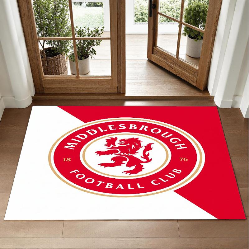 Middlesbrough FC Design Crystal Velvet Rug Soft Decorative Mat for Bedroom Entrance