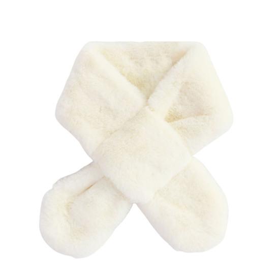 

Однотонный широкий детский шарф в корейском стиле Осень Зима Двусторонний из искусственного кроличьего меха Шарф-воротник крест бежевый