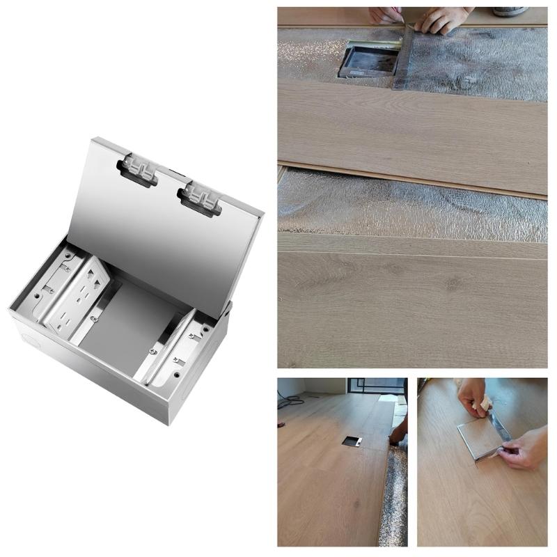 Waterproof Stainless Steel Marble Floor Socket Box Embedded Flat Thin Floor Socket with USB Port Concealed Socket