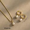 Luxury Pearl Choker Necklace and Earring Set Simple Versatile Fashion Elegant Two Piece