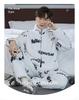 Men's Thick Coral Fleece Stand-Up Collar Zipper Pajamas - Warm Long Sleeve Homewear for Autumn & Winter