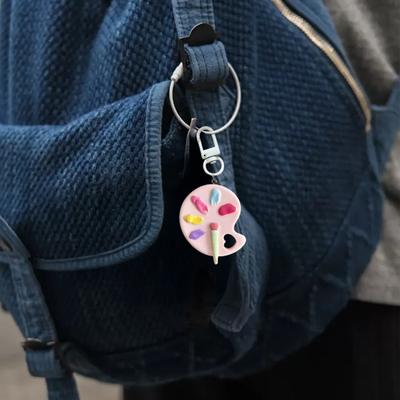 Schlüsselanhänger Anhänger Künstlerpalette Pinsel Design Schlüsselanhänger Anhänger mit Metall Karabinerhaken Taschen Schlüssel Rucksäcke Schlüsselring