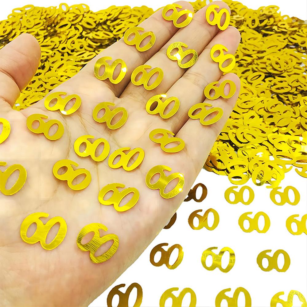 15g/Bag Digital Gold Confetti Glitter Number 18/21/30/40/50/60/70 Paper Scraps Birthday Party Anniversary Wedding Decoration