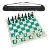 Schachspiel Kunststoff Reise Tragbar Schach Traditionelles Schachbrett-Set für Turnier Club mit Grünem Aufrollbarem Brett + Plastiktasche