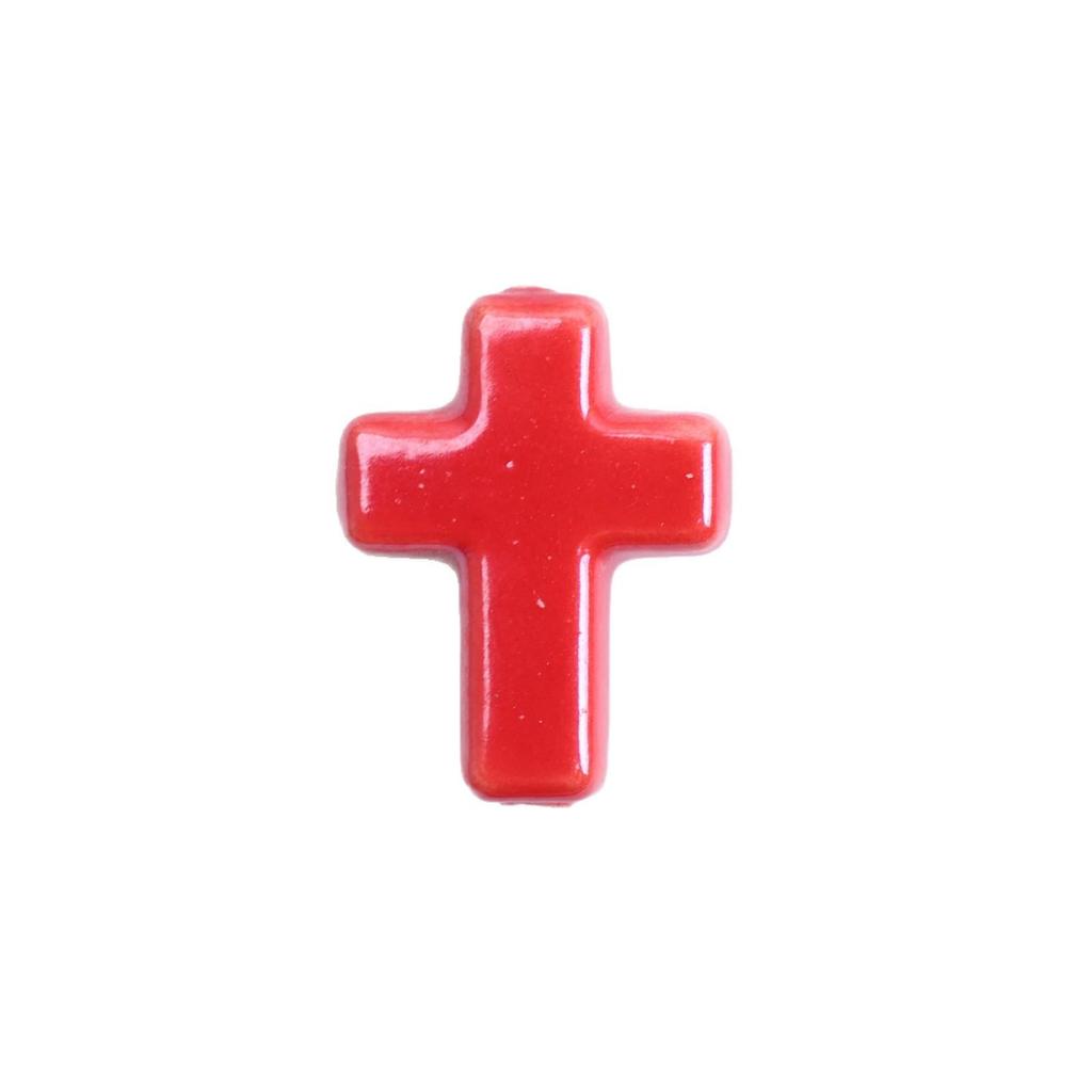 17x14mm Solid Color Ceramic Cross Beads for DIY Jewelry Making